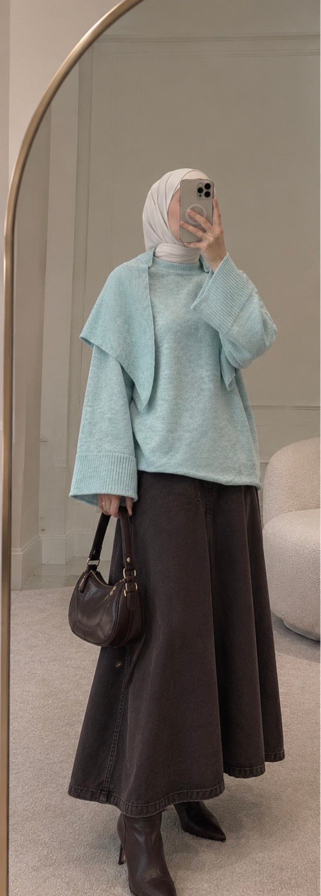 Oversize-Strickpullover mit Schulterdetail – Eisblau