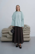 Oversize-Strickpullover mit Schulterdetail – Eisblau