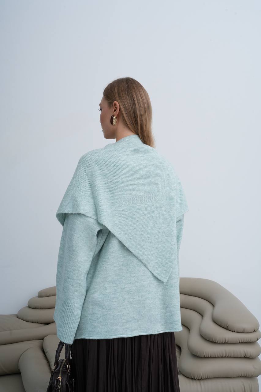 Oversize-Strickpullover mit Schulterdetail – Eisblau