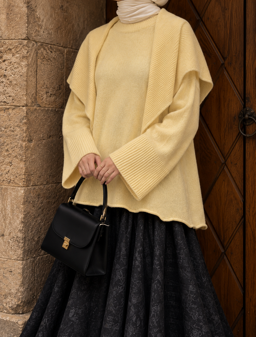 Oversize-Strickpullover mit Schulterdetail – Beige